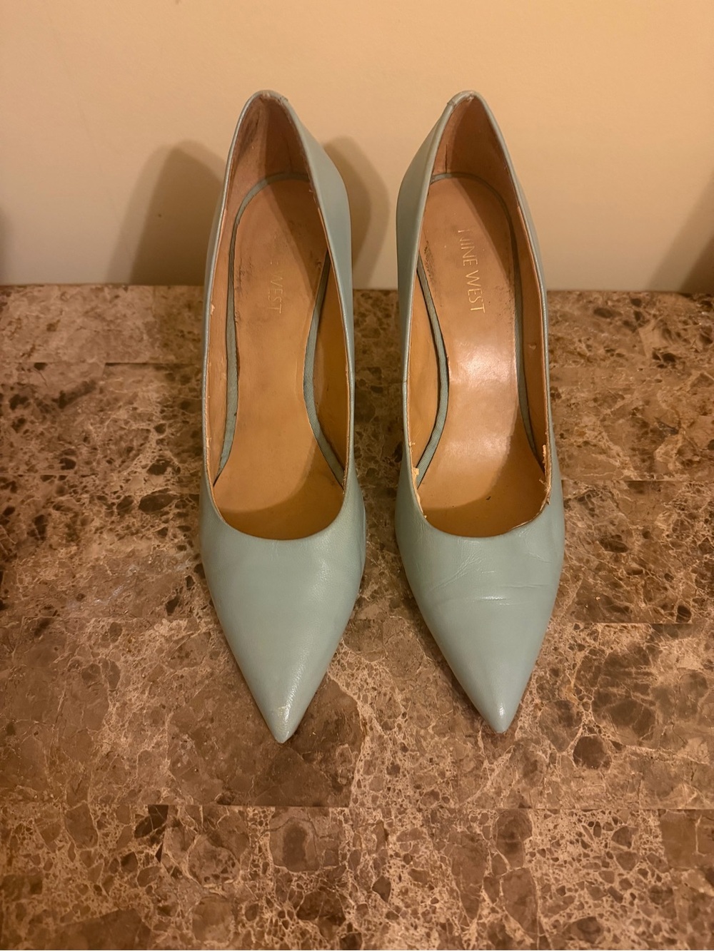 Nine West light blue Pointed Toe Leather Pumps